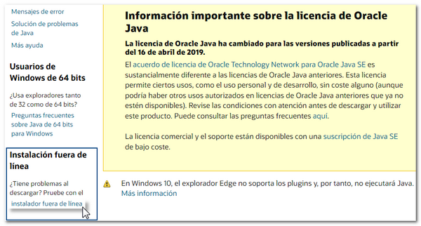 Installer fuera de línea