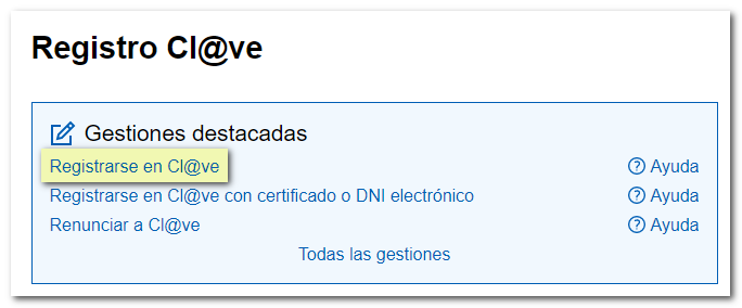 Registrarse en Cl@ve