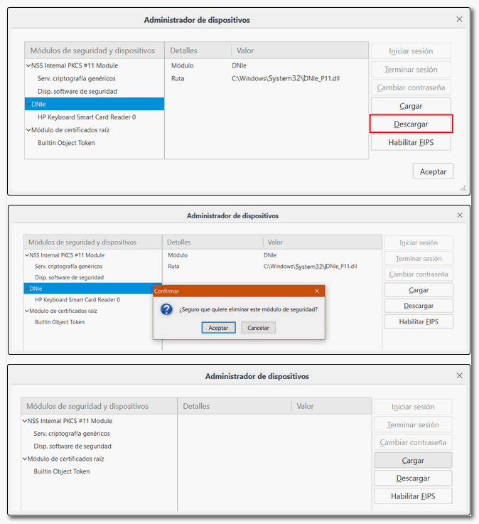 Administrador de dispositivos, descargar libreria manualmente
