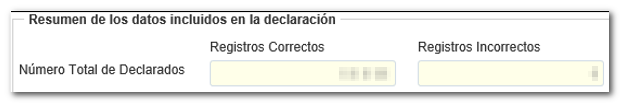 Información de los registros presentados