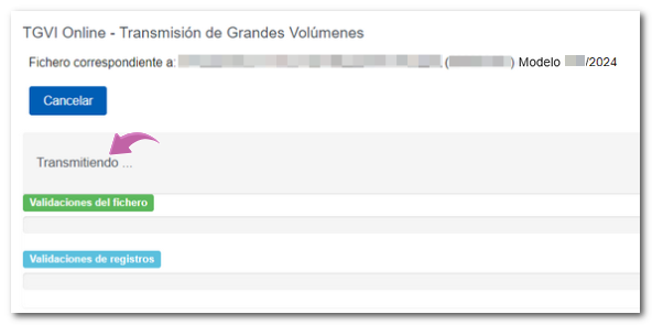 Progreso validación