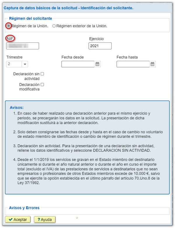 Dades bàsiques Règim de la Unió