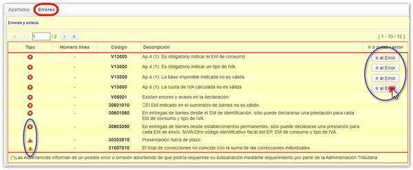 Warnings and errors