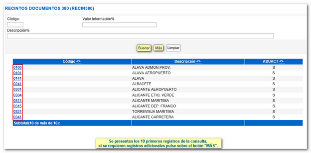 Código de la dependencia de la aduana