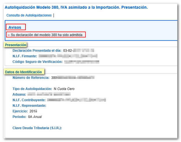 Su declaración ha sido admitida
