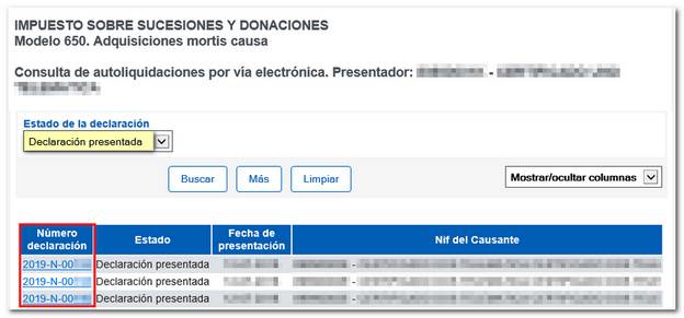 Declaracions presentades