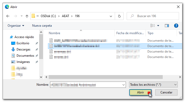 Seleccione el fichero para validar