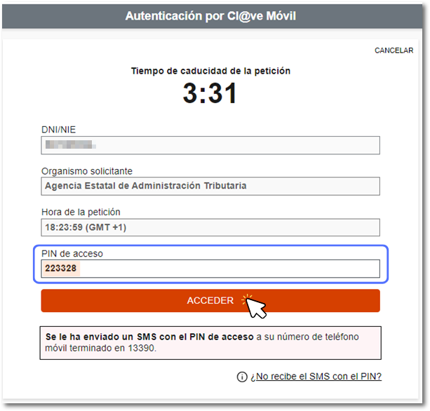 Solicitud de SMS