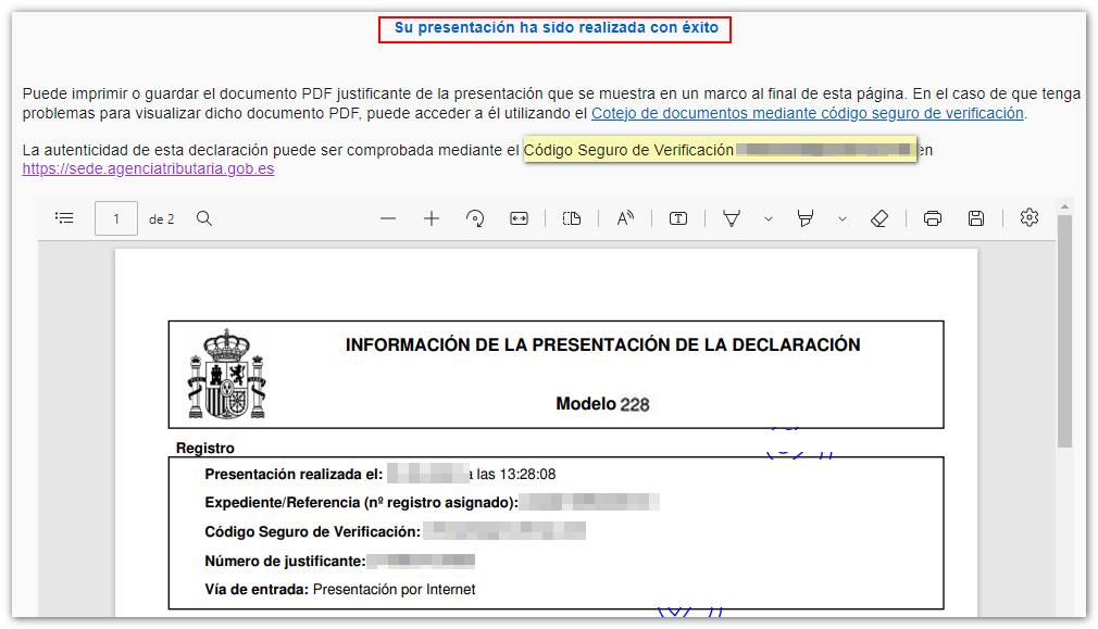 Justificant de presentació