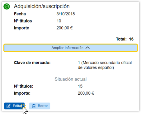 Aditar y borrar operación