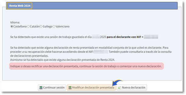 Modificar declaración